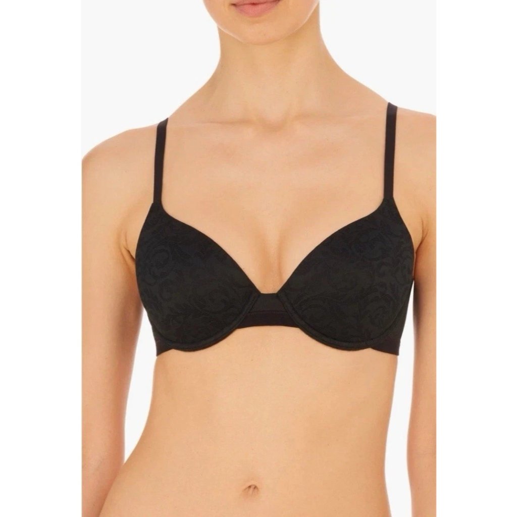 Natori 30dd Bra Black Sheer Illusion Contour Underwire 721322 New $66